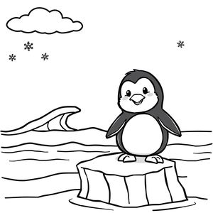 Kolorowanka — Pingwin na lodzie