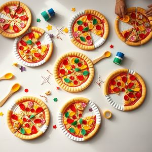 Zdjęcie materiałów: Muzyczne talerze-pizze — prace dzieci