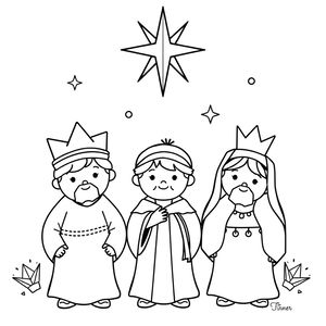 Strona do kolorowania: Trzej Królowie