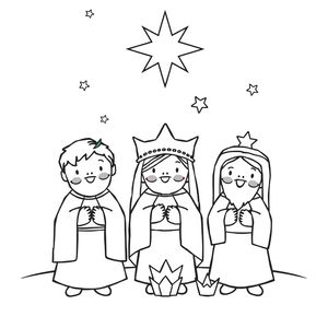 Strona do kolorowania: Trzej Królowie