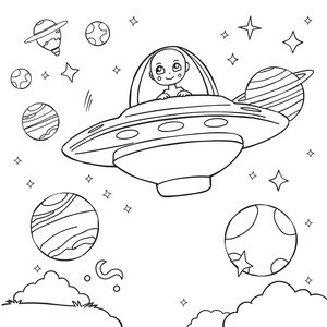 Kolorowanka: Kosmiczne UFO i planety