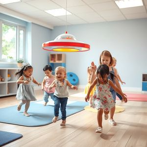 Scena ruchowa: Lot UFO — dzieci tańczą