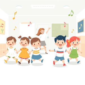 Scenka: dzieci maszerują w parach