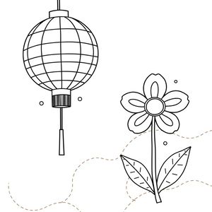 Kolorowanka: lampion i kwiat pamięci