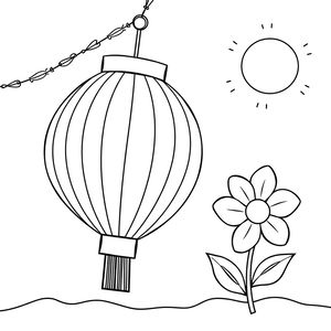 Kolorowanka: lampion i kwiat pamięci