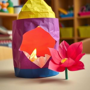 Przykład gotowego lampionu i papierowego kwiatuszka