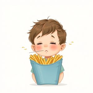 Ilustracja relaksacyjna — 'dmuchaj frytkę'