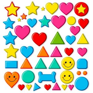 Arkusz naklejek — kształty i kolory