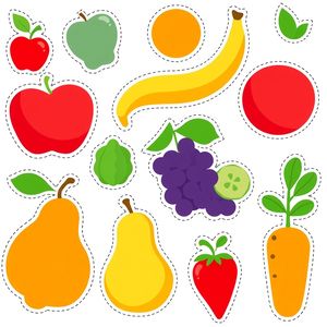 Wycięte owoce i warzywa — kolorowe kształty