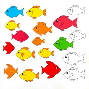 Zestaw wycinanek — papierowe rybki