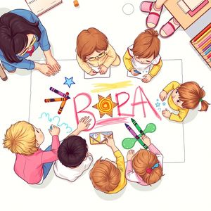 Ilustracja: Dzieci rysują wielką kredką