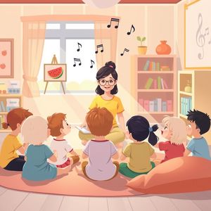 Ilustracja: Kółko powitalne z nauczycielem