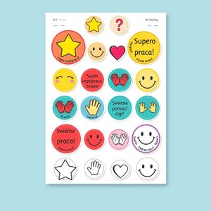 Karty pochwał / naklejki „Super współpraca!” (arkusz do druku)