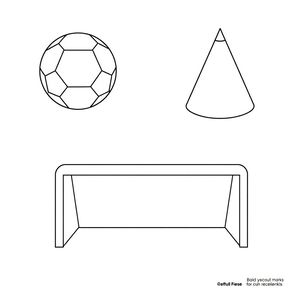 Szablony do wycięcia: piłka, pachołek, bramka