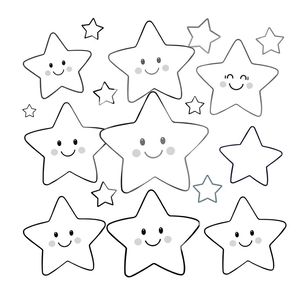 Kolorowanka — Duże gwiazdki i obłoczki