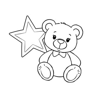 Kolorowanka — gwiazdka i miś (dla maluchów)