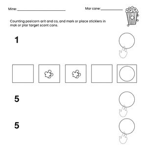 Karta do liczenia 1–5 z polami do zaznaczania