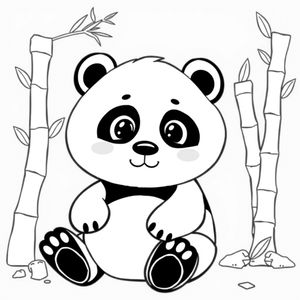 Kolorowanka: panda z bambusami