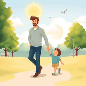 Ilustracja ‚Spacer z Tatą’ — wyobraźnia kierowana