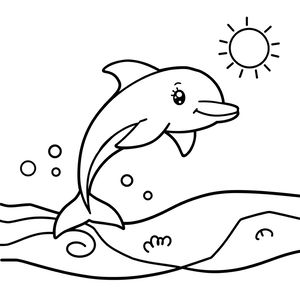 Kolorowanka — delfin i fale