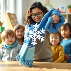 Wprowadzenie — niebieski szalik lub papierowy płatek śniegu