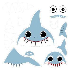 Arkusz elementów: zęby, płetwy, oczy