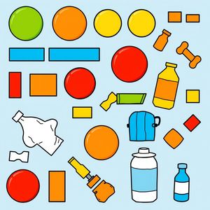 Elementy do zabawy: 'śmieci' do sprzątania