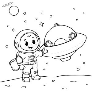 Kolorowanka — Mały astronauta i UFO