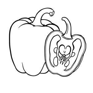 Kolorowanka: kontury papryki i przekroju