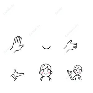 Ikony gestów — klaskanie, wskazywanie, podawanie