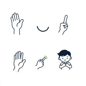 Ikony gestów — klaskanie, wskazywanie, podawanie