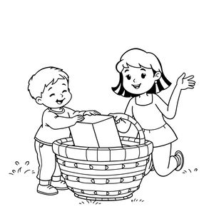 Szablon sprzątania — kolorowanka instrukcyjna