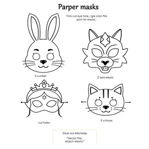 Szablony masek papierowych (4 wzory)