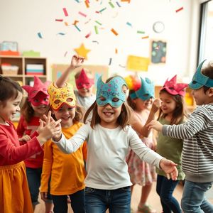 Bal karnawałowy — dzieci w maskach