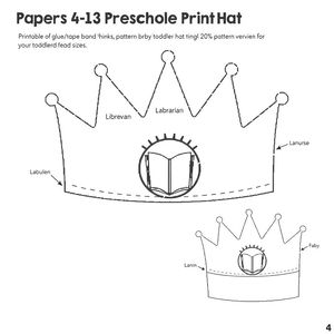 Szablon: Czapka bibliotekarza (opaska papierowa)