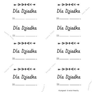 Arkusz etykiet 'Dla Dziadka' do wydruku