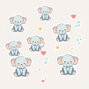 Arkusz naklejek — słoniki uspokajające