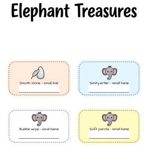 Szablony etykiet do pudełek 'Słoniowe skarby'