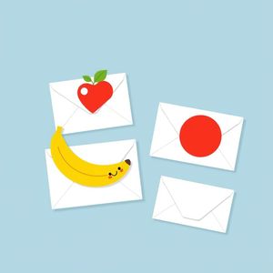 Koperta z obrazkiem — owoce i kształty