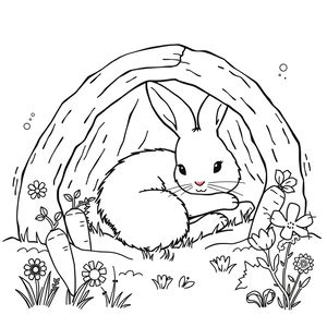 Kolorowanka: króliczek w norce