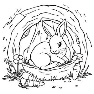 Kolorowanka: króliczek w norce