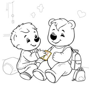 Kolorowanka — Mały Ratownik i pluszak