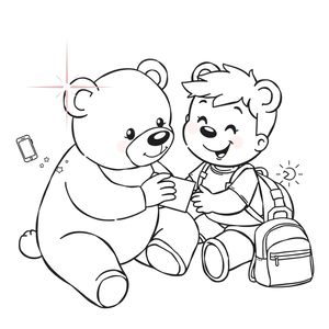 Kolorowanka — Mały Ratownik i pluszak