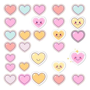 Arkusz naklejek: Kolorowe serduszka