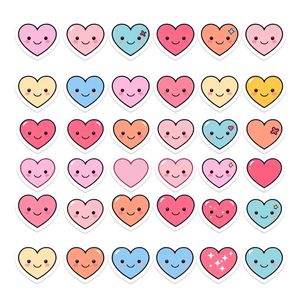 Arkusz naklejek: Kolorowe serduszka