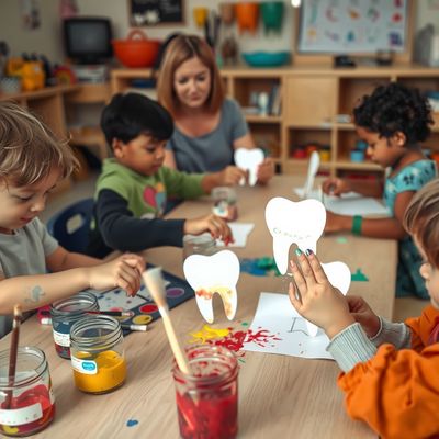 Fotografia: malowanie zębów farbami palcowymi