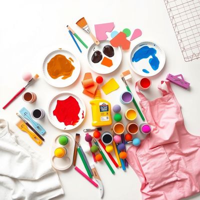 Flat lay materiałów — przygotowanie na stół