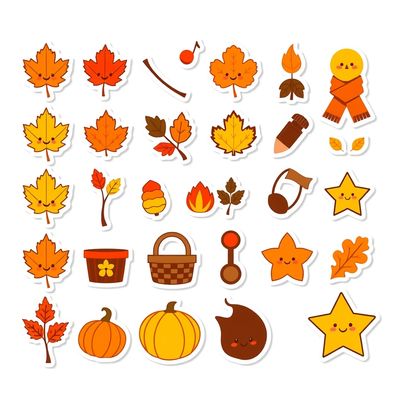 Arkusz naklejek: Małe jesienne ikony