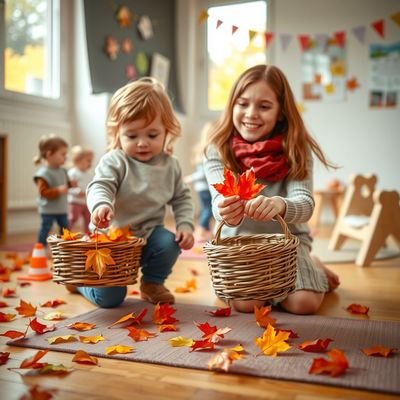 Jesień w żłobku — zabawy ruchowe z liściem