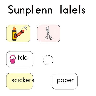 Etykiety na pojemniki z przyborami